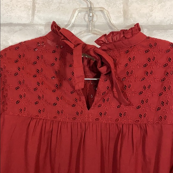 Madewell pierced eyelet ruffle blouse size Small - Picture 10 of 14